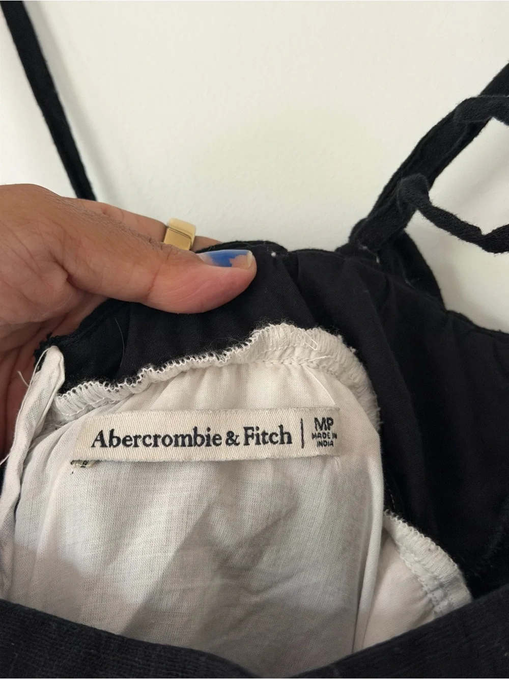 Abercrombie & Fitch Black and White Patterned Spaghetti Strap Maxi Dress